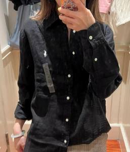 Camisa Elegante de Manga Larga con Solapa, Cierre de Botón, Bordado Frontal con Logotipo, Estilo Casual para Primavera/Verano, para Mujer - Product Image 2