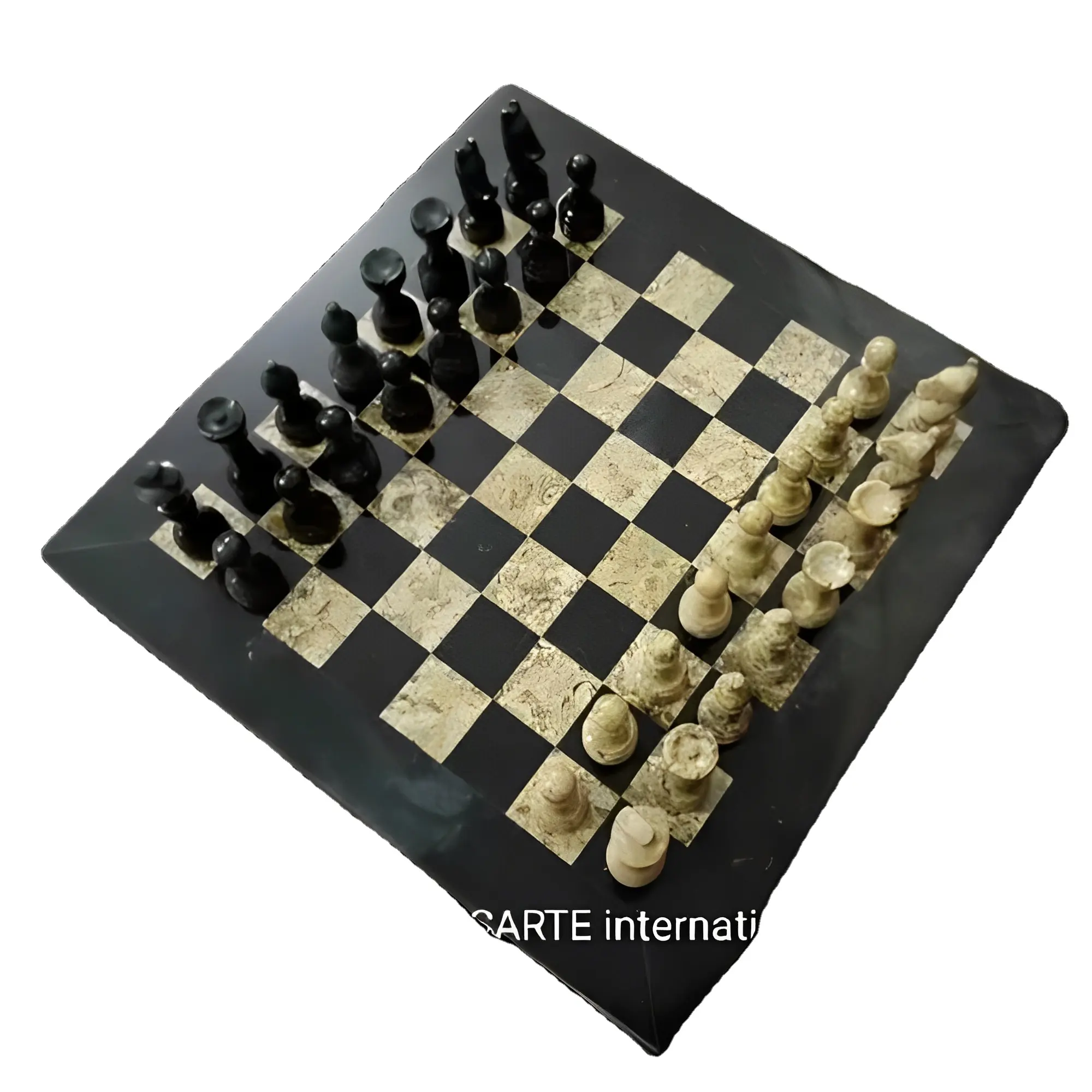 Luxo Handmade Compact Chess Set Natal Day Gift Artesanal xadrez peças e jogo de tabuleiro para exportação