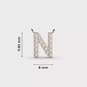 Unisex 925 Silver Moissanite Letter N Pendant Gold Plated Charm Round Brilliant Cut <b>Initial</b> Jewelry for Gift - Product Image 1
