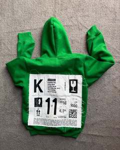 Sweat à capuche surdimensionné personnalisé avec fermeture éclair intégrale, en coton épais de qualité supérieure, avec patch lettre appliqué, style streetwear, effet vieilli - Product Image 5