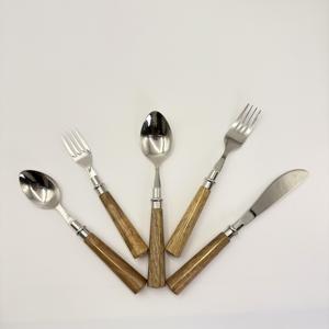 Nouveauté : Couverts en acier inoxydable, couteau, fourchette, cuillère, ustensiles en acier inoxydable, manche en bois, couverts en métal au prix le plus bas - Product Image 4