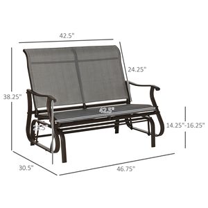 Panca a dondolo da esterno per 2 persone con telaio in acciaio verniciato a polvere, sedia a due posti per patio/portico - Product Image 2