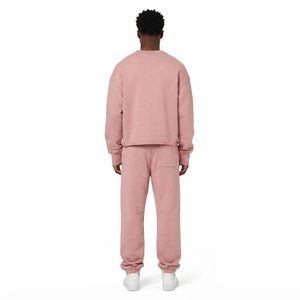 <b>Men</b> Dusty Pink Crewneck Sweatshirt Jogger <b>Pants</b> Set Matching Two Piece Casual Streetwear Tracksuit <b>Loungewear</b> - Product Image 2