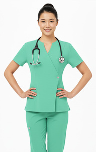 Ensemble de pantalon et haut médical unisexe à fermeture latérale, uniforme d'hôpital, tissu en spandex/coton pour les professionnels de la santé - Product Image 3
