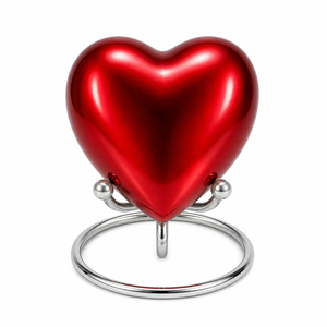 Red Brass Leaf Engraved Heart Shaped <b>Keepsake</b> Cremation <b>Memorial</b> <b>Keepsakes</b> Urn for Funeral Ashes - Product Image 4