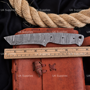 Cuchillo de caza y camping UA Supplies de acero de Damasco de espiga completa, hecho a mano, OEM/ODM personalizable, 0.5mm de grosor, 9 pulgadas - Product Image 4
