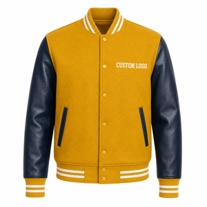 Best Supplier Men Varsity <b>Jacket</b> High Quality Eco-Friendly Crew Neck Canvas Fabric Winter Wear Front Bulk Quantity Reasonable - Product Image 1