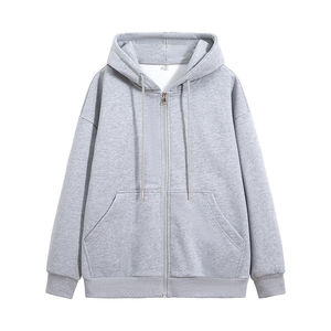 Vente en gros Sweat à capuche zippé épais pour homme, avec logo gaufré et broderie 3D, uni, décontracté, sportif, haute qualité, vierge - Product Image 1