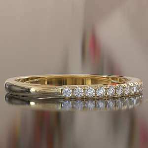 Anillo de boda redondo de media eternidad, banda de boda de oro macizo para mujer, realzador de anillo, anillo de boda, media eternidad de moissanita a juego - Product Image 2
