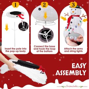 4FT Pre-Lit <b>Pull</b>-Up Snowman 100 White LEDs with Multi-Color <b>Light</b> String Stake Christmas Yard Decorations Lighted Figurine & Toy - Product Image 2