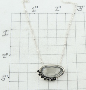 925 Sterling Silver Crystal & Black Onyx Teardrop Pendant <b>Necklace</b> with Link Chain Handmade <b>Statement</b> Jewelry Supplier - Product Image 3