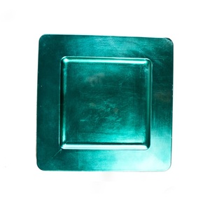 Luxurious Silver <b>Square</b> <b>Edge</b> Beaded Paper Disposable Charger Plates 13 Inch Pack of 10 elegant eco friendly charger plates - Product Image 3
