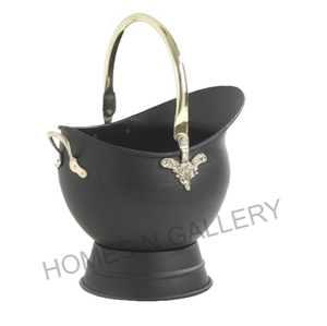 Cubo de carbón de accesorios de chimenea de hierro de metal con estilo nuevo de alta calidad con acabado negro mate a precio barato de la India - Product Image 2