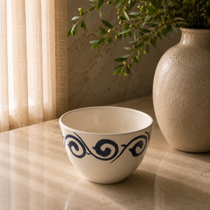 Tazón de Sopa de Cerámica Hecho a Mano con Patrón Espiral Azul Artístico, Diseño Profundo y Duradero para una Elegancia Moderna en la Mesa - Product Image 1