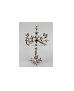Silver tone aluminum candelabra candle holder <b>for</b> vintage theme wedding party events and elegant interiors - Product Image 3