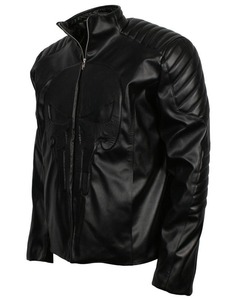เสื้อแจ็คเก็ตหนังสตรีทแวร์กันลมรักษ์โลก Skull the Punisher Thomas Jane - Product Image 3