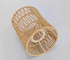 Best Design Cylinder Raffia Cylinder <b>Drum</b> Lampshades for Pendant Chandeliers with E27 Fittings in customized iron wire for hotel - Product Image 3