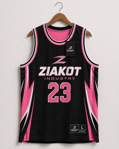 Wholesale Direct Ziakot Industry Custom Black Pink-Light Blue Throwback Basketball Jersey - Product Image 2