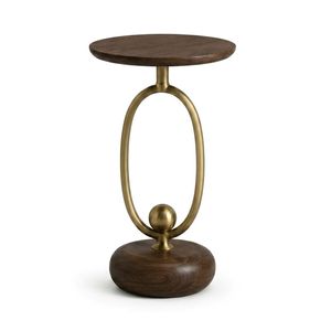 Indian Direct Supplier Stylish <b>Round</b> Wooden <b>Side</b> <b>Table</b> with Brass Accents Contemporary Design for Living Room Home Furniture - Product Image 5