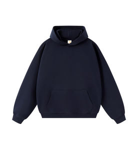 Sudadera con Capucha Azul Claro para Hombre, Corte Holgado, Informal, Tejida, de Color Sólido, con Bolsillos, para Otoño - Product Image 5