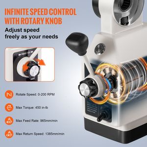Fresatrice per alimentazione ad asse Z 450 coppia In-lb 0-200RPM ruotare velocità regolabile 120V potenza tavola mangimificio mulini - Product Image 3