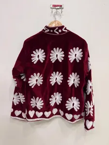 Premium Cotton Velvet Suzani Embroidery Boho <b>Hippie</b> Indian Unisex Women Winter <b>Jacket</b> Windproof Breathable Outerwear Bulk Export - Product Image 6