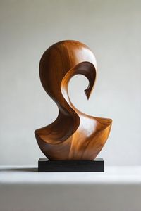 Sculpture de table en bois artisanale moderne, art abstrait, décoration pour salle à manger, salon, dessus de table - Product Image 1