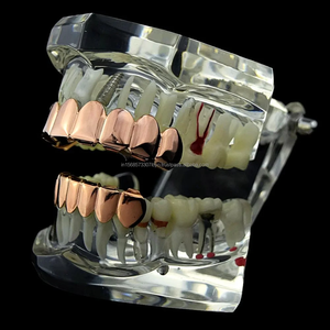 Juego completo hecho a medida Totalmente helado Dientes lisos Grillz Chapado en oro rosa Corte permanente Ajuste personalizado Grillz - Product Image 3