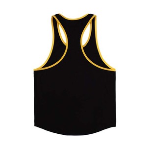 Camiseta sin mangas deportiva de verano para hombre de alta calidad, negra con ribete amarillo, cuello redondo, informal, de punto, transpirable, estilo chaleco para entrenamiento. - Product Image 2