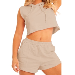 Ensemble deux pièces pour femmes, chemise à capuche en coton et short, vêtements pour femmes, ensemble court deux pièces, ensemble assorti short et chemise, 2026 - Product Image 3