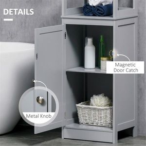 Mobiletto da Bagno Grigio con Maniglia in Acciaio Inox, Materiale MDF e Acciaio, Finitura Verniciata per Uso Domestico o Alberghiero - Product Image 6