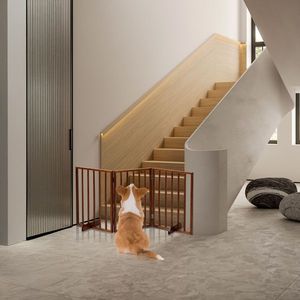 Brown Wooden Dog Fence Elegant Pet Gate and Pen - Product Image 4