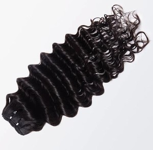 Extensions de cheveux naturels à clipser, cheveux indiens Remy, ondulation profonde, double trame, couleur noire - Product Image 3