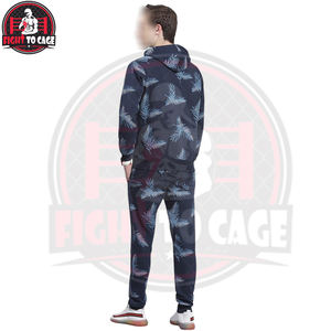 Trajes Deportivos Personalizados OEM ODM para Hombre, Cómodos, Casuales, con Estampado de Hojas, con Capucha, Manga Larga, Color Azul Marino, Precio al por Mayor - Product Image 4