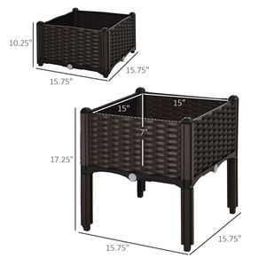 Jardinière surélevée auto-arrosante 2 pièces avec pieds, marron, pour cultiver des fleurs, des herbes et des légumes - Product Image 6