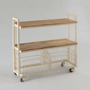 Carrito de Servicio Metálico de 2 Niveles y 4 Ruedas, Diseño Moderno, Estilo Vintage, Resistente, para Vino, Bar, Té, Cocina, Bodega - Product Image 3