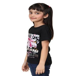 Camiseta de cuello redondo Smart Look 100% algodón para niñas disponible en diferentes métodos de impresión seleccionados a mano para la venta - Product Image 1