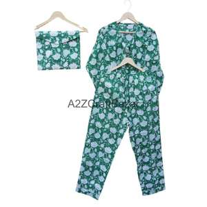 Robe de nuit combinée pour femme, faite à la main, en coton 100%, respirante, douce, à taille élastique, imprimé floral romantique de luxe, été/automne/hiver - Product Image 6