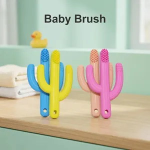 Medilab India Brosse à dents et anneau de dentition en silicone Cactus sans BPA, qualité alimentaire, douce, pour bébé, nettoyage buccal, apaisement et soin de santé - Product Image 1