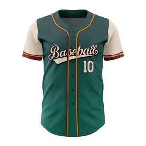 Camiseta de Béisbol para Hombre, Verde Crema, Manga Corta, Cierre de Botones, 100% Poliéster, Transpirable, Ropa Deportiva, Talla Adulto Regular, Disponible en Línea - Product Image 1