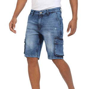 High Quality Summer Men's Denim Shorts Solid Gym Running Elastic Waist Breathable Casual Loose Fit OEM Service - Product Image 5