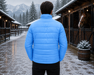 Tough Tack Men's Sky <b>Blue</b> Quilted Lightweight Polyester <b>Base</b> <b>Layers</b> Zipper Closure Relaxed Fit Quick Dry Solid Color Equestrian - Product Image 4