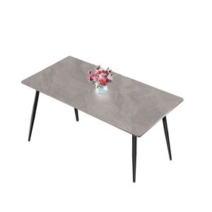 Tavolo da Pranzo in Pietra Sinterizzata/Marmo/Porcellana Grigio da 63 Pollici per Cucina e Soggiorno, Esclusivo per Uso Domestico - Product Image 1