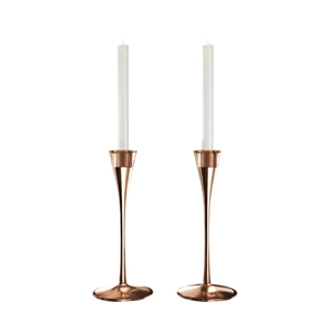 Porte-bougie en métal rose doré, style minimaliste nordique, support pour bougie conique, fin, en cuivre, en forme d'heure de prière, pour mariage - Product Image 1