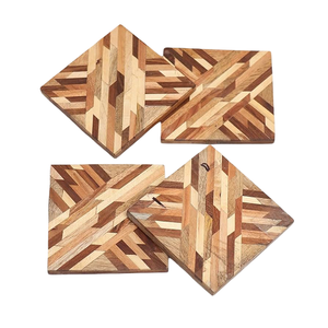 Wooden Square <b>Coaster</b> <b>Set</b> Of 4 Pcs With Wood Finished For Hot & Cold Cover Of Beverage Kitchenware <b>Coaster</b> <b>Set</b> - Product Image 4