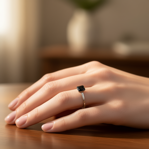 แหวนมอยส์ซาไนต์สีดำออนิกซ์ 1.4 กรัม - Product Image 3