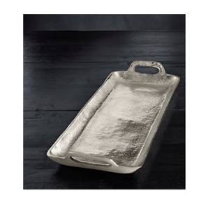 Handmade Cast Aluminium Tray Rustic Decorative Serving Platter with Handles for <b>Coffee</b> <b>Table</b> Dining Room Kitchen Display Decor - Product Image 6