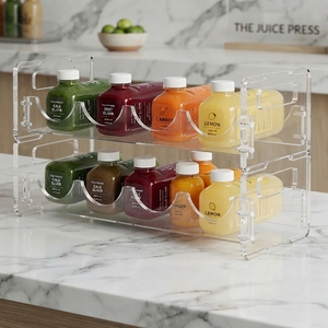 Customizable Acrylic Tiered Bottle <b>Display</b> Stand with Modern Design for & Eco-Friendly Construction for Countertop Use - Product Image 3