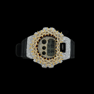 Reloj con bisel dorado Thorn y diamantes de moissanita VVS brillantes para hombre o mujer, reloj de pulsera de lujo estilo HipHop para uso diario. - Product Image 2