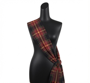 Women's Long Wool Plaid Scarf Reversible Blue Black Checkered Pattern All Seasons Daily Wear - Product Image 3